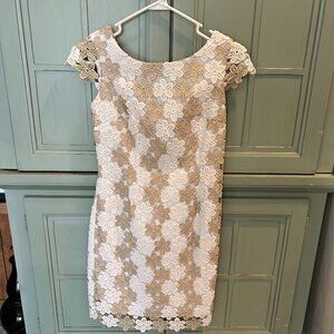 Lily Pulitzer gorgeous white and gold floral summer dress-Size 0